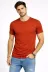 Erkek Flam Kumaş Melanj Dokulu Regular Fit Tişört Bisiklet Yaka Yazlık T-Shirt - Kiremit - 2XL - Kiremit 1