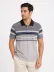 Erkek Flamlı Penye Çizgili Polo Yaka Tişört Kısa Kol Yazlık T-Shirt - Gri - XL - Gri 1