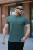 Erkek Hakim Yakalı Kısa Kollu Pamuklu T-shirt - S - Yeşil 1