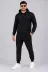Erkek İki İplik Kapüşonlu Kanguru Cepli Sweatshirt Jogger Pantolon Alt Üst Eşofman Takımı -Siyah - XL - Siyah 1