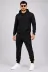 Erkek İki İplik Kapüşonlu Kanguru Cepli Sweatshirt Jogger Pantolon Alt Üst Eşofman Takımı -Siyah - XL - Siyah 3