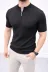 Erkek Kısa Kol Fitilli Triko T-Shirt Yazlık Hakim Yaka Tişört - Siyah - L - Siyah 1