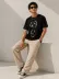 Erkek Kuğu Figürlü Soru İşareti Baskılı Tişört Kısa Kol T-Shirt - Siyah - S - Siyah 2