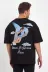 Erkek Melek Baskılı Oversize T-shirt - Siyah - L - Siyah 2