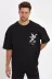 Erkek Melek Baskılı Oversize T-shirt - Siyah - M - Siyah 1