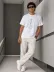 Erkek Minimal Gitar Baskılı Tişört T-Shirt Yazlık Kısa Kol Bisiklet Yaka T-Shirt - Beyaz - L - Beyaz 2