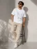 Erkek Minimal Kedi Çizim Baskılı Tişört Kısa Kol Yazlık T-Shirt - Beyaz - M - Beyaz 3