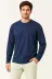 Erkek Modal Yumuşak Dokulu Bisiklet Yaka Uzun Kollu Tişört Sweatshirt - Lacivert - S - Lacivert 1