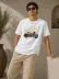 Erkek Motosiklet Baskılı Tişört Bisiklet Yaka Kısa Kol Yazlık T-Shirt - Beyaz - S - Beyaz 1
