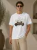 Erkek Motosiklet Baskılı Tişört Bisiklet Yaka Kısa Kol Yazlık T-Shirt - Beyaz - S - Beyaz 3