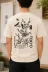 Erkek Ön Ve Arka Tokyo Kuş Çiçek Baskılı Oversize T-Shirt - Ekru - L - Ekru 4