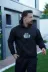 Erkek Oversize Üç İplik Kapüşonlu Sweatshirt – Siyah Sırt Ve Ön Baskılı, Kanguru Cepli, Rahat Kalıp, İçi Pamuklu ModeL-Siyah - XL - Siyah 4