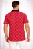 Erkek Pike Kumaş Polo Yaka Palmiye Desenli Tişört Kısa Kol Yazlık T-Shirt - Kırmızı - 2XL - Kırmızı 2