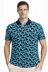 Erkek Pike Kumaş Polo Yaka Palmiye Desenli Tişört Kısa Kol Yazlık T-Shirt - Turkuaz - M - Turkuaz 2