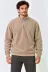 Erkek Polar Dik Yaka Yarım Fermuarlı Uzun Kollu Regular Fit Kışlık Sweatshirt - Bej - 2XL - Bej 2