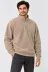 Erkek Polar Dik Yaka Yarım Fermuarlı Uzun Kollu Regular Fit Kışlık Sweatshirt - Bej - L - Bej 1