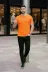Erkek T-Shirt Bisiklet Yaka Slim Fit Dar Kesim Likralı Tişört Günlük Basic Body - Turuncu - L - Turuncu 2