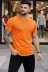 Erkek T-Shirt Bisiklet Yaka Slim Fit Dar Kesim Likralı Tişört Günlük Basic Body - Turuncu - L - Turuncu 3