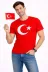 Erkek T-Shirt Kısa Kol Bisiklet Yaka Ay Yıldız Bayrak Baskılı Tişört - Kırmızı - S - Kırmızı 2