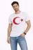 Erkek T-Shirt Kısa Kol Bisiklet Yaka Ay Yıldız Bayrak Baskılı Tişört - Beyaz - L - Beyaz 2