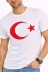 Erkek T-Shirt Kısa Kol Bisiklet Yaka Ay Yıldız Bayrak Baskılı Tişört - Beyaz - L - Beyaz 3