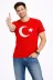 Erkek T-Shirt Kısa Kol Bisiklet Yaka Ay Yıldız Bayrak Baskılı Tişört - Kırmızı - XL - Kırmızı 1