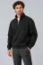 Erkek Üç İplik İçi Şardonlu Dik Yaka Yarım Fermuarlı Kışlık Sweatshirt - Siyah - XL - Siyah 2