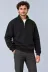 Erkek Üç İplik İçi Şardonlu Dik Yaka Yarım Fermuarlı Kışlık Sweatshirt - Siyah - M - Siyah 1