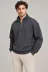 Erkek Üç İplik İçi Şardonlu Dik Yaka Yarım Fermuarlı Kışlık Sweatshirt - Füme - M - Füme 1