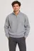 Erkek Üç İplik İçi Şardonlu Dik Yaka Yarım Fermuarlı Kışlık Sweatshirt - Grİ - L - Gri 2