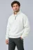 Erkek Üç İplik İçi Şardonlu Dik Yaka Yarım Fermuarlı Kışlık Sweatshirt - Beyaz - XL - Beyaz 1