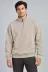 Erkek Üç İplik İçi Şardonlu Dik Yaka Yarım Fermuarlı Kışlık Sweatshirt - Bej - 2XL - Bej 3