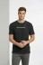 Erkek Wafıl Kumaş Tişört Regular Kalıp Bisiklet Yaka Baskılı Günlük Basic T-Shirt - Siyah - 2XL - Siyah 3