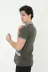 Erkek Yakalı Slim Fit Baskılı T-Shirt - Haki - M - Haki 3