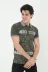 Erkek Yakalı Slim Fit Baskılı T-Shirt - Haki - M - Haki 4