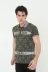 Erkek Yakalı Slim Fit Baskılı T-Shirt - Haki - S - Haki 1
