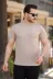 Erkek Yarım Balıkçı Yaka Kısa Kollu T-shirt - XL - Bej 1