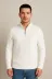 Erkek Yarım Fermuarlı Triko Kazak – Selanik Örgü, Dik Yaka, Pamuklu Dokuma, Regular Fit Uzun Kollu Kışlık Model - Beyaz - XL - Beyaz 2