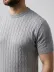 Erkek Yazlık Triko Dokuma Tişört Kısa Kol Bisiklet Yaka Örgü Desenli T-Shirt - Gri - M - Gri 1