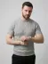 Erkek Yazlık Triko Dokuma Tişört Kısa Kol Bisiklet Yaka Örgü Desenli T-Shirt - Gri - M - Gri 4