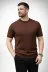 Erkek Yazlık Triko Dokuma Tişört Kısa Kol Bisiklet Yaka Örgü Desenli T-Shirt - Kahverengi - M - Kahverengi 2