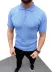 Erkek Yazlık Triko Saç Örgü Tişört Kısa Kol Polo Yaka Fermuarlı T-Shirt - Bebe Mavisi - XL - Bebe Mavisi 3