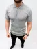 Erkek Yazlık Triko Saç Örgü Tişört Kısa Kol Polo Yaka Fermuarlı T-Shirt - Gri - M - Gri 2