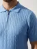 Erkek Yazlık Triko Saç Örgü Tişört Kısa Kol Polo Yaka Fermuarlı T-Shirt - Bebe Mavisi - S - Bebe Mavisi 1
