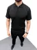 Erkek Yazlık Triko Saç Örgü Tişört Kısa Kol Polo Yaka Fermuarlı T-Shirt - Siyah - M - Bej 2
