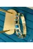FAMEMUS ACCESSORY 0040895 Sevgililer Gününe Özel Gold Çelik Turkuaz Taşlı Özel Tasarım Bileklik 3
