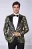 Gold Gül Desenli Slim Fit Siyah Erkek Smokin Ceket - Wessi 1