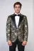 Gold Gül Desenli Slim Fit Siyah Erkek Smokin Ceket - Wessi 3
