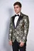 Gold Gül Desenli Slim Fit Siyah Erkek Smokin Ceket - Wessi 4