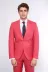 İki Parça Slim Fit Tek Düğmeli Mercan Kırmızısı Erkek Takım Elbise - Wessi 2
